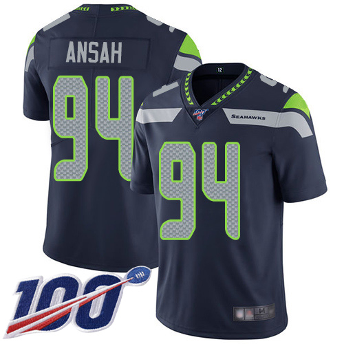 Seattle Seahawks Limited Navy Blue Men Ezekiel Ansah Home Jersey NFL Football #94 100th Season Vapor Untouchable
